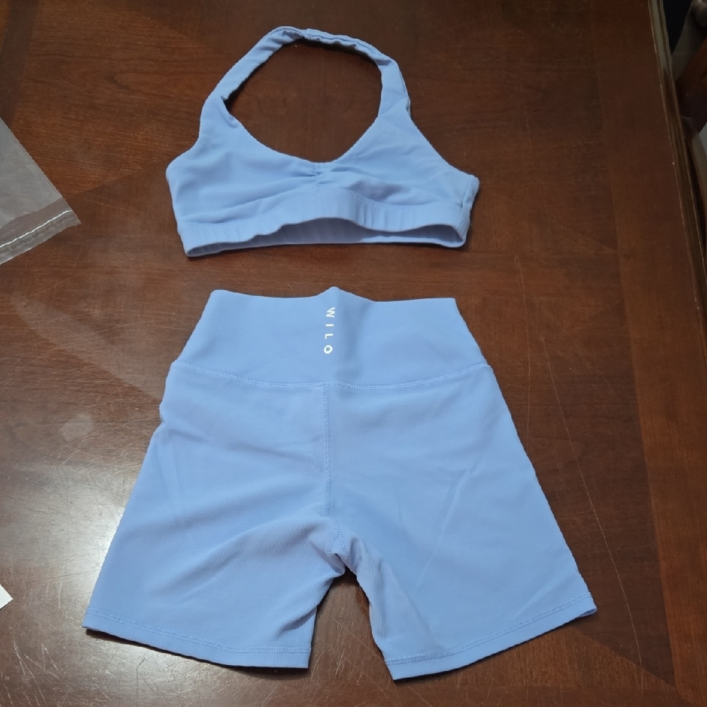 Wilo Light Blue Activewear Set Small Bra Is Halter. 0351